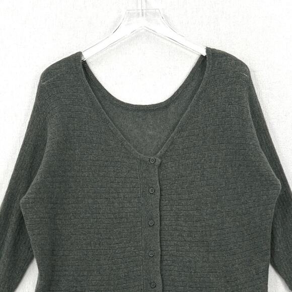 SUBTLE LUXURY Cashmere Reversible Sweater Small Medium Green  Cardigan V neck - Picture 3 of 11
